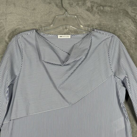 St. Emile‎ Shirt Womens 10 Blue White Nautical Striped Cowl Layered Lagenlook - Picture 4 of 8